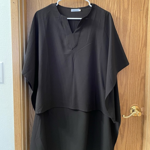 Joteisy (Amazon)- Black V-Neck High Low Hem Blouse - Picture 5 of 7